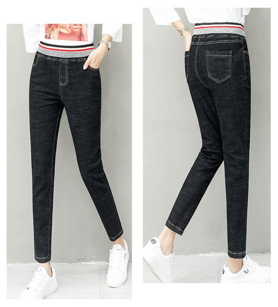 

black autumn new embroidery rolls while students joker pants, Blue