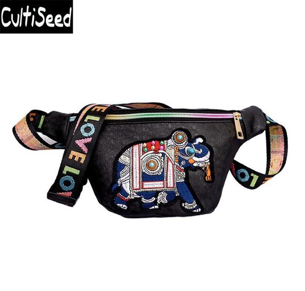 

cultiseed women designer embroidery animal waist pack female women money belt travelling mobile phone bag shoulder bag