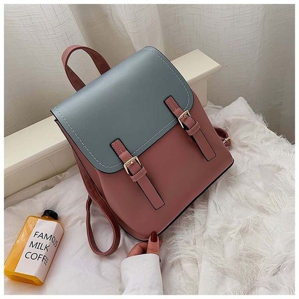 

backpack women 2019 new fashion large-capacity hit color student school bag leisure travel small backpack