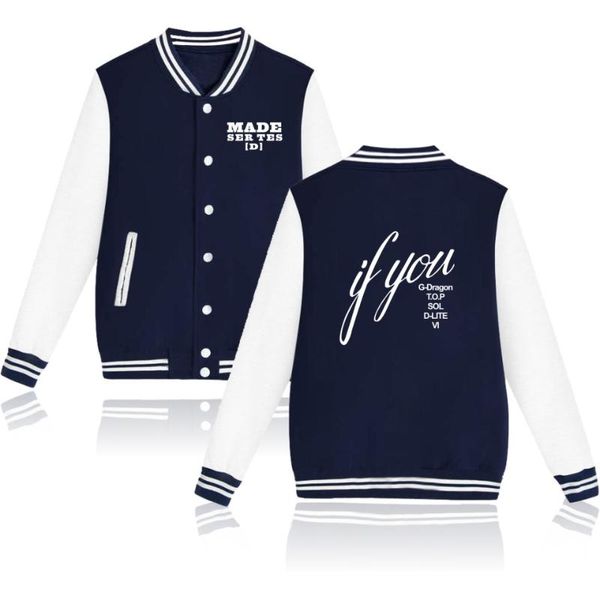 

men's jackets kpop bigbang custom printed tracksuit women/men long sleeve baseball jacket hip hop harajuku casual streetwear clothes, Black;brown