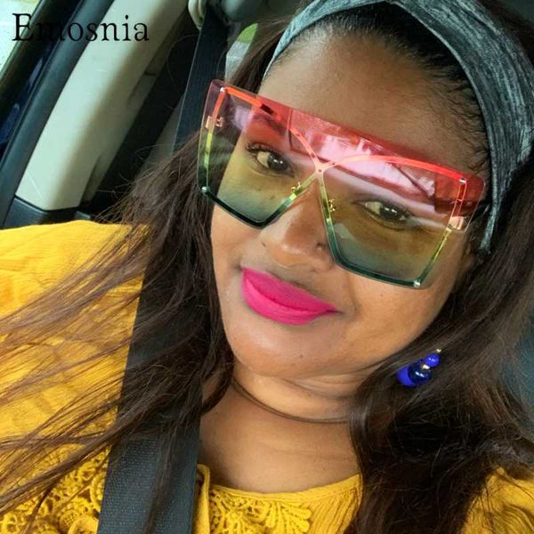 

pink yellow gradient square sunglasses women oversized cat eye 2020 fashion brand rimless metal female men shades eyewear, White;black