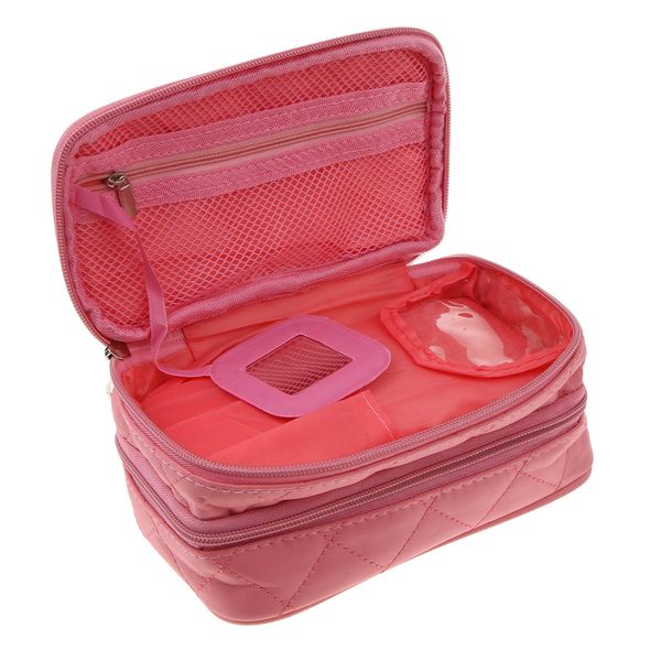 

cosmetic bag organizer 2 layers make up case travel toiletry vanity bag