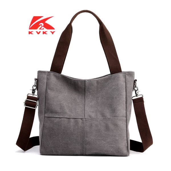 

kvky canvas women bag handbags tote shoulder bags vintage female crossbody bag ladies casual tote bolsas feminina