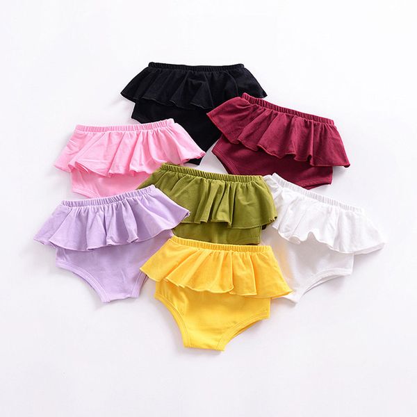 

casual newborn infant baby girls kids ruffle solid cotton short pants shorts bottoms pp bloomer panties 1pc, Black