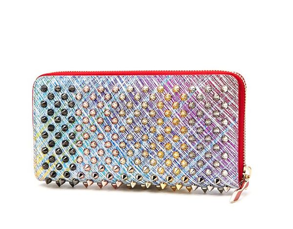 

special red bottom genuine leather men wallets women mini wallet rivets long section ladies handbags zipper classic, Red;black