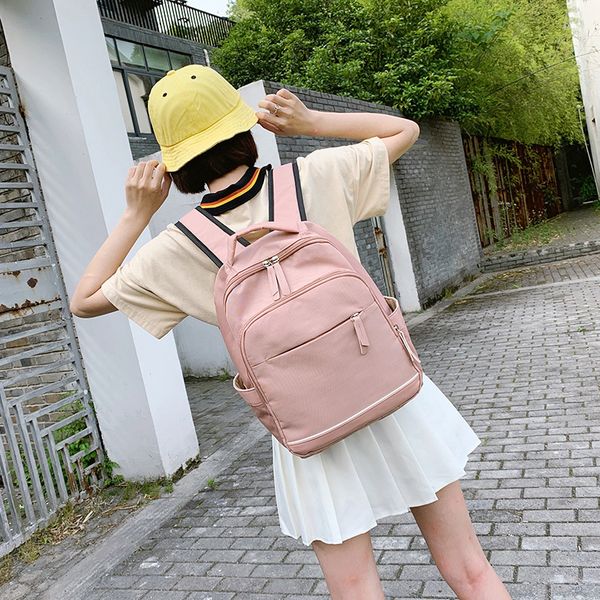 

college wind school bag water-repellent nylon simple solid color backpack 2020 summer new outdoor large-capacity backpack