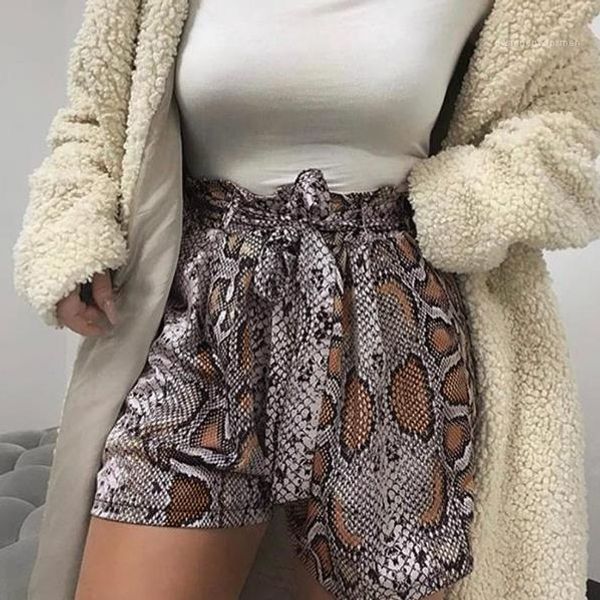 

fashion animal pattern sashes loose panelled shorts straight casual high waist womens pants summer womens shorts, White;black