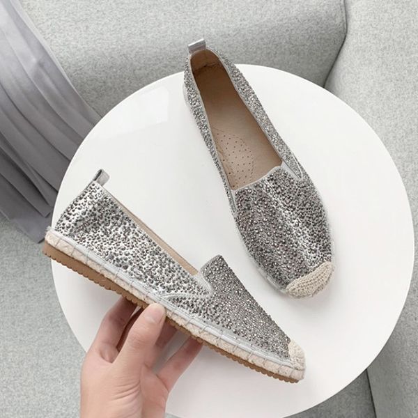 

crystal women flat shoes loafers comfortable handmade shoes woman spring casual women high quality, Black