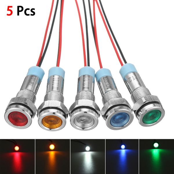 

5x car boat 12v 6mm led indicator light dash dashboard panel warning lamp