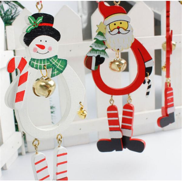 

1pcs colorful diy creative wooden christmas series bell pendants decoration wood crafts christmas ornaments home decor supplies