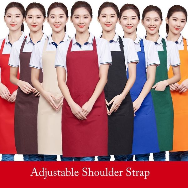 

8 color waterproof cotton halter neck chef apron restaurant cafe bakery shop hairdressers salon waiter overalls apron