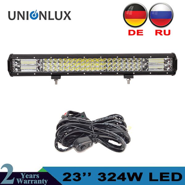 

324w 3-rows led light bar car 23 inch spot flood combo beam led bar for trucks atv tractor auto work light 12v 24v
