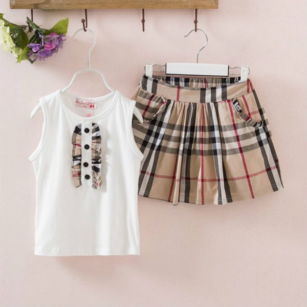 

children designer clothing sets girls brand suits kids luxury + skirts children fashion plaid print set girls fashion dress sale
