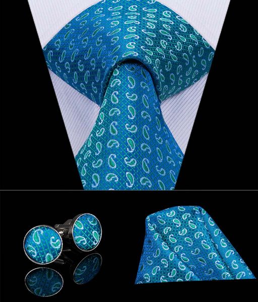 

привет-галстук голубые цветочные жаккардовые тканые шелковые галстуки для мужчин синий галстук карманные квадратные запонки мужские галстуки, Black;blue