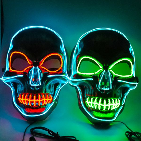 

two-color skull flashing mask halloween christmas party horror scary creative led cold light mask can be customized
