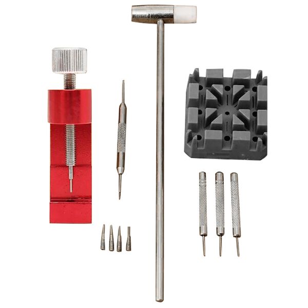 

11pcs/set watch repair link remover tool hammer pins strap holder bracelet chain adjuster repair tool kit for men/women watch