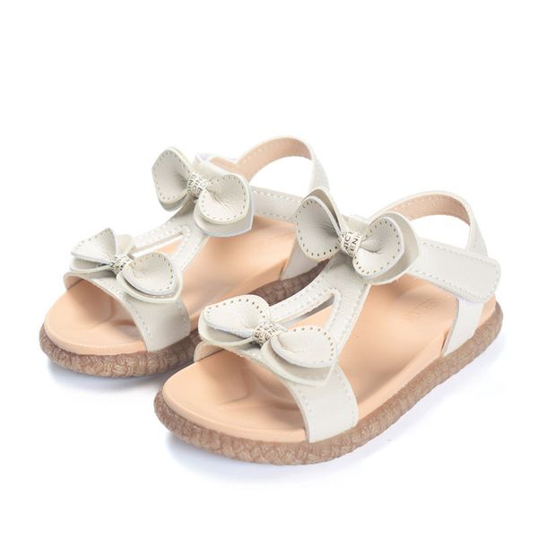 

dimi 2019 new summer girls sandals genuine leather soft comfortable bow princess shoes kids baby non-slip flat sandals for girl y200619, Black;red