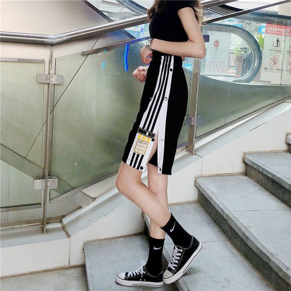 

designer women's shorts summer new pants european and american tide brand side button elastic waist tether loose ladies sports shorts, White;black