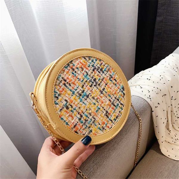 

handwoven round shoulder crossbody bag women summer vintage woolen messenger bags lady portable bali holiday beach retro handbag