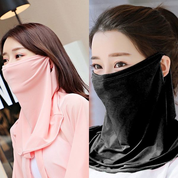 

dkoah new ice dustproof scarf camouflage magic scarf face fishing gaiter uv protection neck hiking cycling bandana face mask, Black