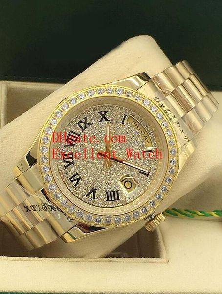 

4 the new buy mens watches date 41 mm 228239 118348 228238 228345 president diamond bezel 18k yellow gold diamond gypsophila dial asia, Slivery;brown