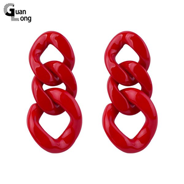 

guanlong vintage fashion resin earrings for women big long geometric chain acrylic drop earring for girls party simple jewelry, Silver