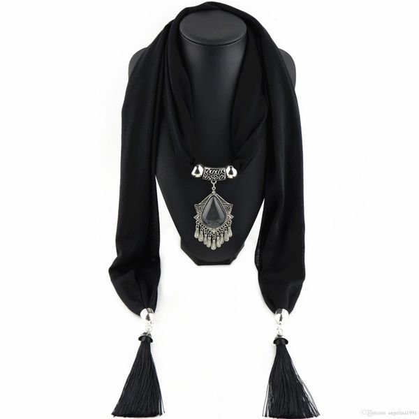 

new charms winter scarf necklaces tassel national pendant scarf necklaces women scarf necklaces jewelry wholesale, Blue;gray