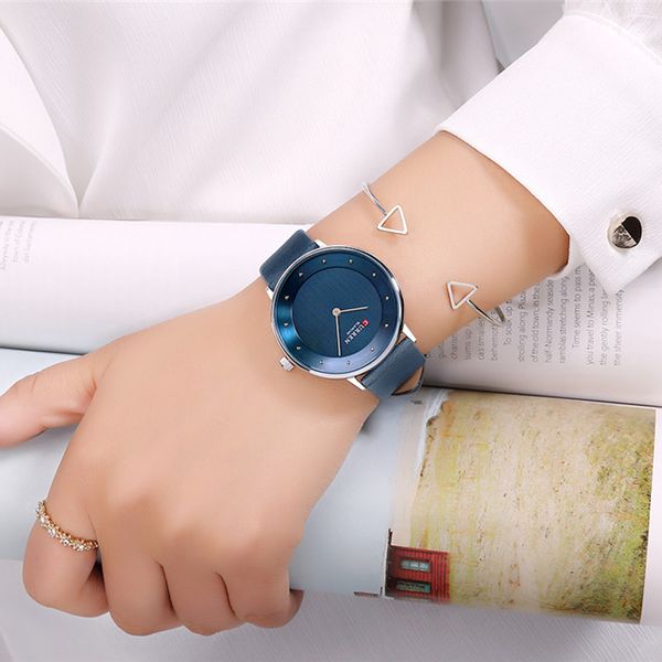 

curren watches women leather analog quartz wristwatch charm ladies dress watch romantic gift female clock 9033 relogios feminino, Slivery;brown