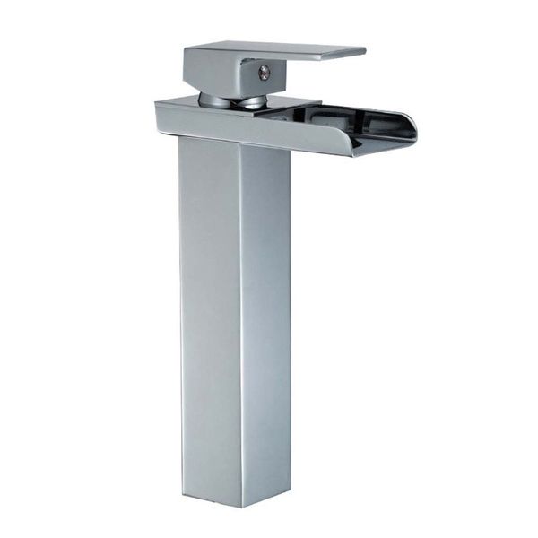 

1 pc bathroom faucet sink faucet hole vessel lavatory single handle waterfall large spout cold water