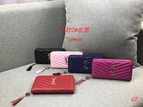

wholesale 5 colors fashion single zipper designers men women leather wallet lady ladies long purse with card 60017