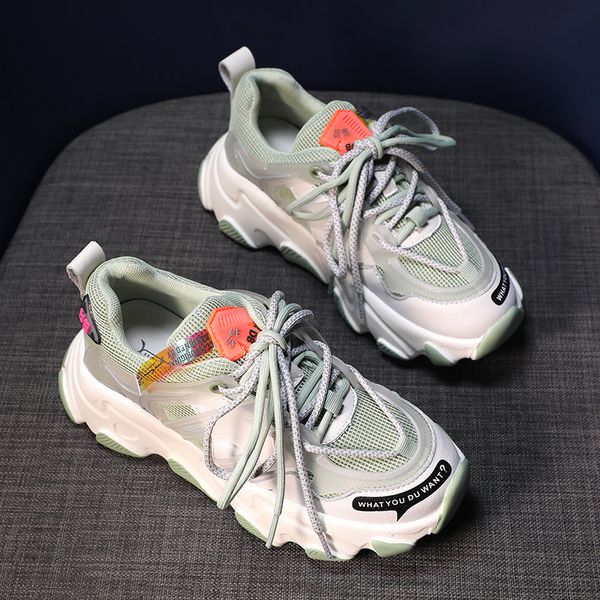 

2020 кроссовки женские на платформе модные толстой подошве корзина роковой тренеры каблуки mujer дизайнер свободного покроя толстые туфли же, Black