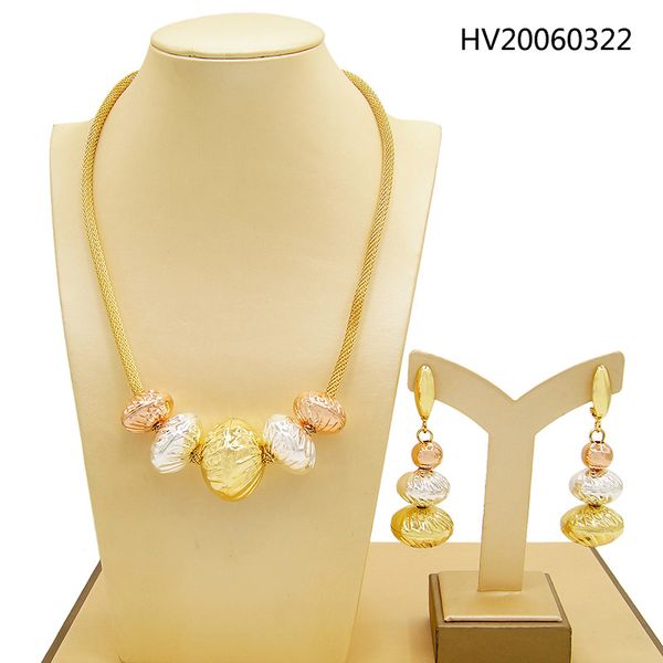 

yulaili new brazilian gold design 3 color african beads necklace earrings jewelry sets for women fashion jewellery, Black