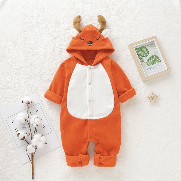 

0-18m baby infant rompers baby boys girls long-sleeved cartoon infant jumpsuit toddler clothes, White