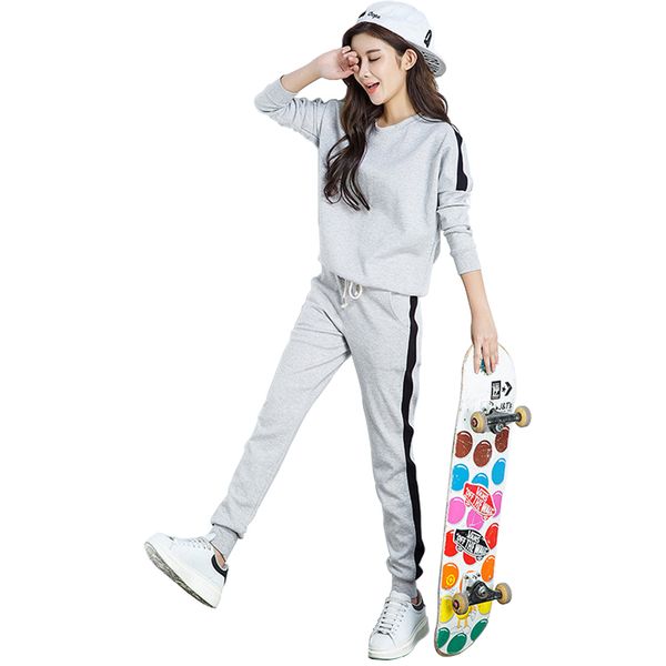

Autumn Winter Track Suit Long Sleeve Stitching Sweatshirts Casual Suit Women Clothing 2 Piece Set Tops+Pants Sporting Suit Female