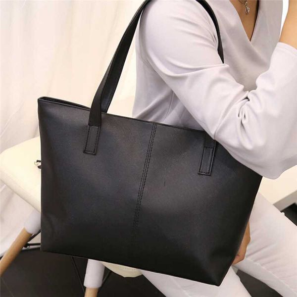 

2019 women handbags simple soft tote bag large capacity shoulder bags light pu leather black red ladies casual shopping bags