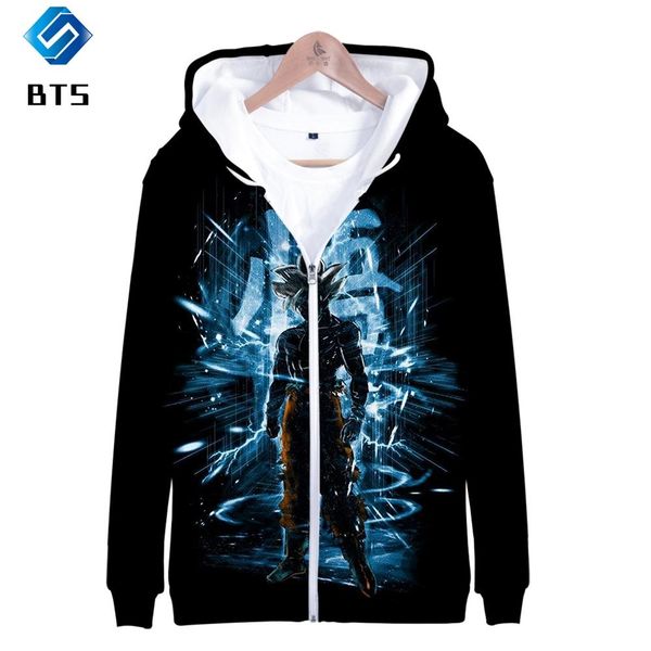 

new 3d print zipper hooded sweatshirt men/women hip hop casual comfortable zipper clothes, Black