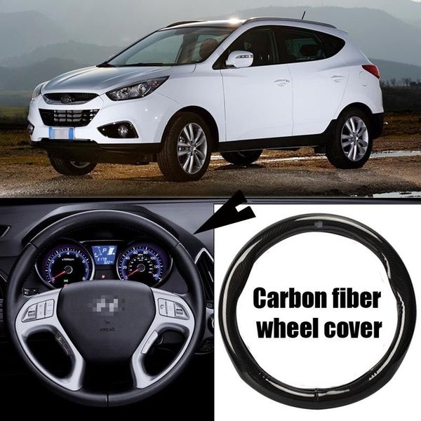 

for hyundai ix35 car carbon fiber leather steering wheel cover sport racing case
