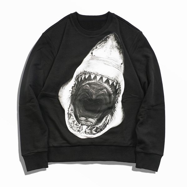 

new fashion mens hoodies fashion mens sport hoodies men women stylist shark print sweatshirt, Black