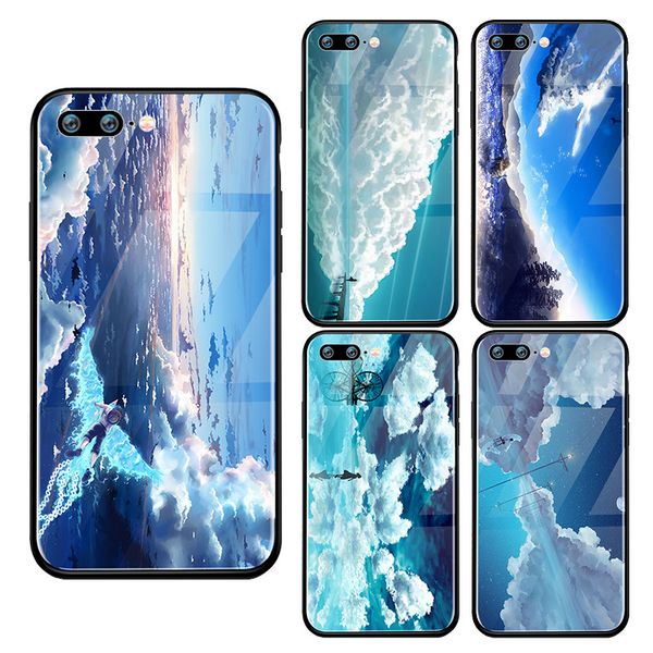 

iphonex xs 8 6 7 новый красивый пейзаж голубого неба закаленное стекло оболочки анти-падение взрывозащищенный iphonex samsung huawei мобильн