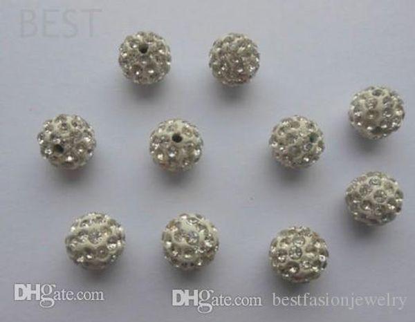 

6mm white micro pave cz disco ball crystal good bead bracelet necklace beads.mjpw wholesale stockmixed lot a62