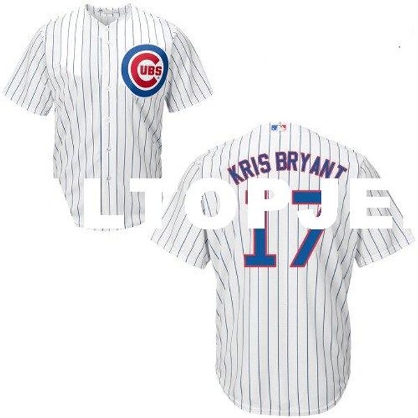

men's #17 kris bryant white home baseball sport jersey, Black;blue