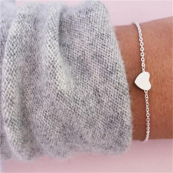 

fashion-charming heart bracelets&bangles for women girls gold silver color metal bracelets statement jewelry wholesale, Golden;silver