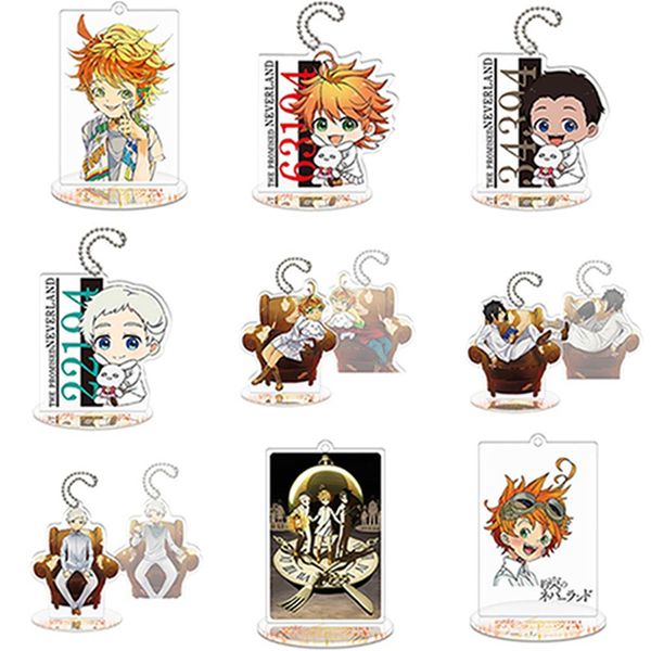 

the promised neverland keychain emma norman gilda ray figure acrylic key ring toy pendant anime sources, Silver