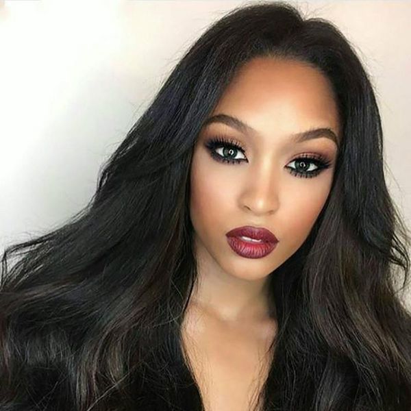 

body wave lace front human hair wigs for women pre plucked hairline with baby hair 8-28inch brazilian hair 250% density, Black