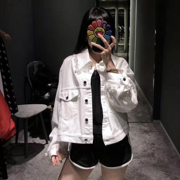 

2019 new women beading tassel denim jacket coat ddxgz2 7.14, Black;brown