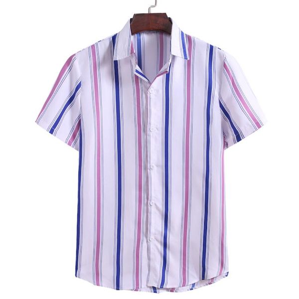 

fashion men short sleeve hawaiian shirt fast drying plus size summer casual striped beach shirts for men 6.2, White;black