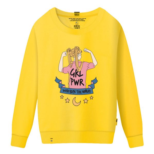 

new brand women's sweater round neck collar with beautiful girl print sweatshirts for women causal loose designer hoodies quanlity, Black