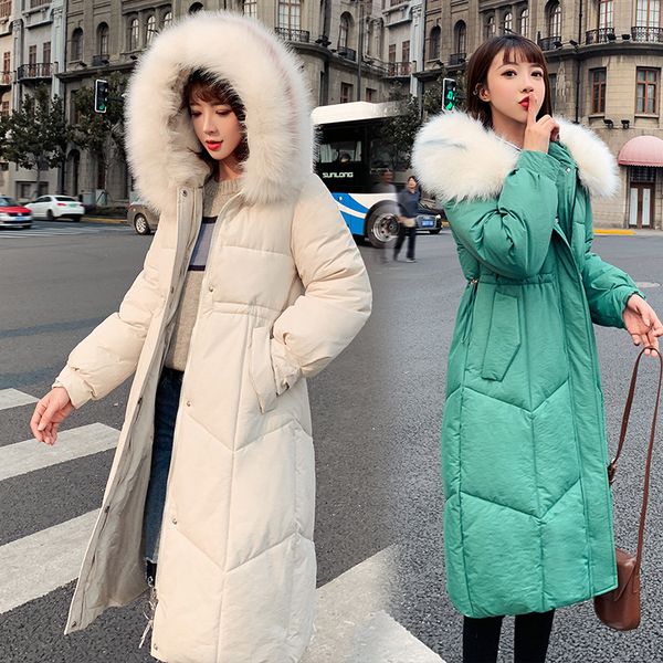 

2020 women winter jackets down cotton hooded coat plus size parkas mujer coats long coat fashion female fur collar coats, Black
