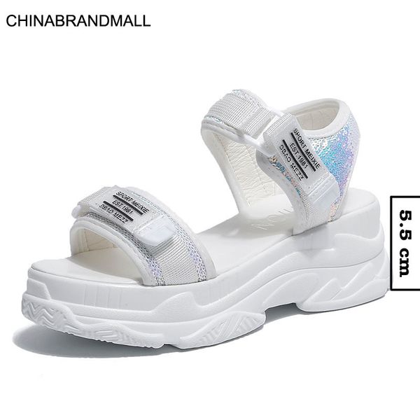 

summer women sandals buckle design black white platform sandals comfortable women thick sole beach shoes