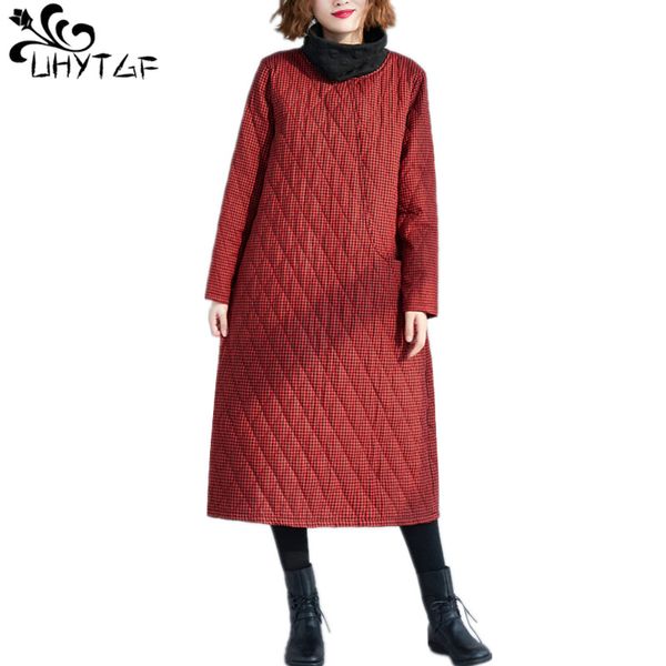 

uhytgf women's parka casual outwear loose large size jacket women winter warm coat plus size 3xl jacket women lattice x601, Black